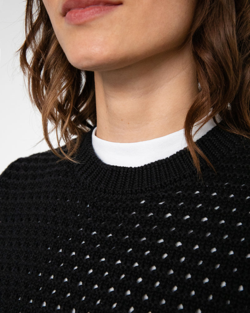 Top maille en coton biologique | noir "knit vest - true black"