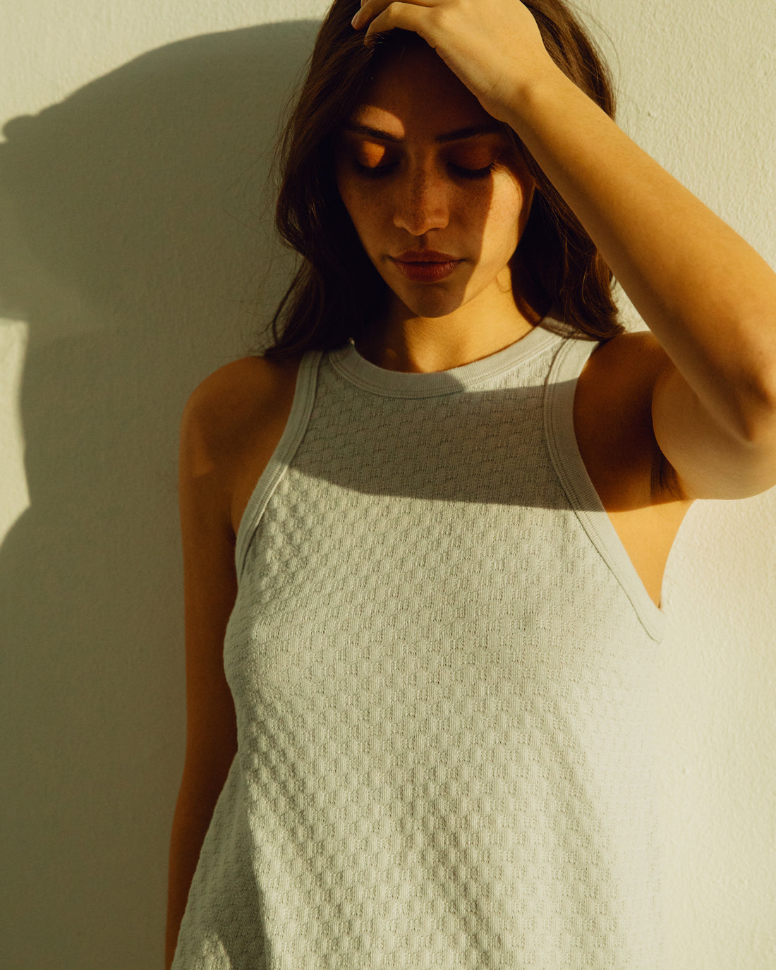 Robe midi en coton bio | bleu ciel "Knit dress - moonlight grey"