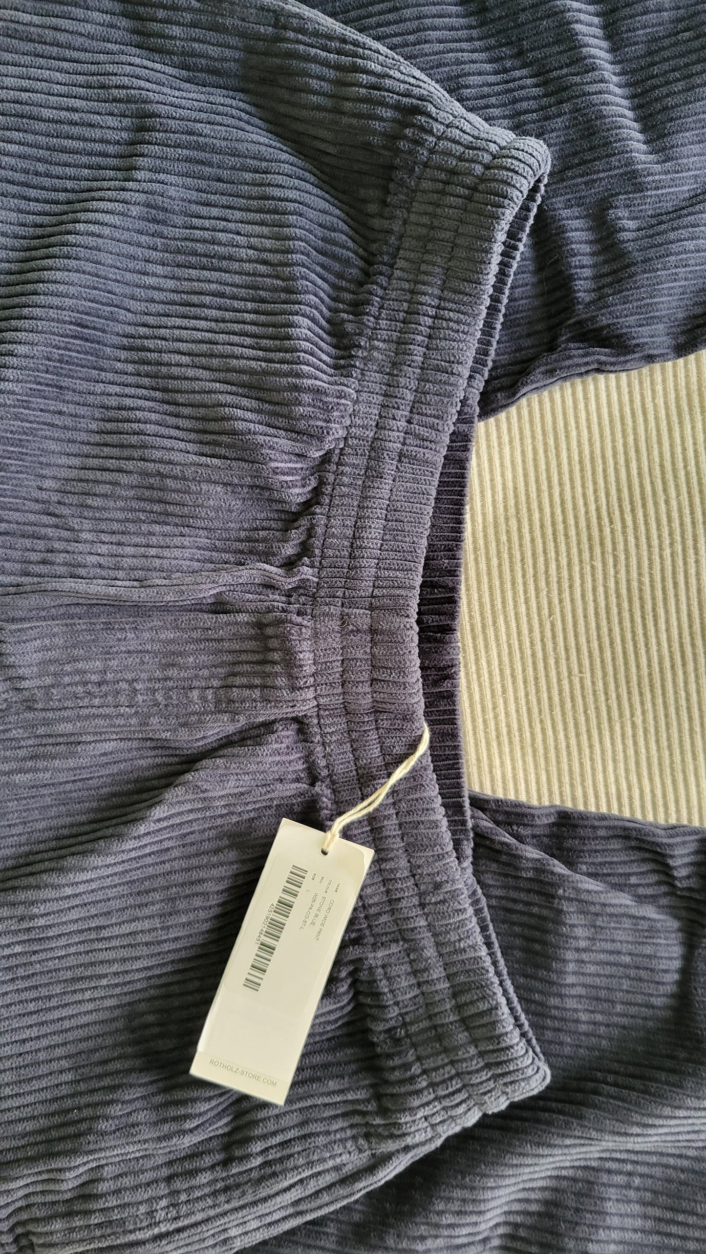 Pantalon large velours côtelé en coton bio | bleu 'cord wide pant - stone blue'