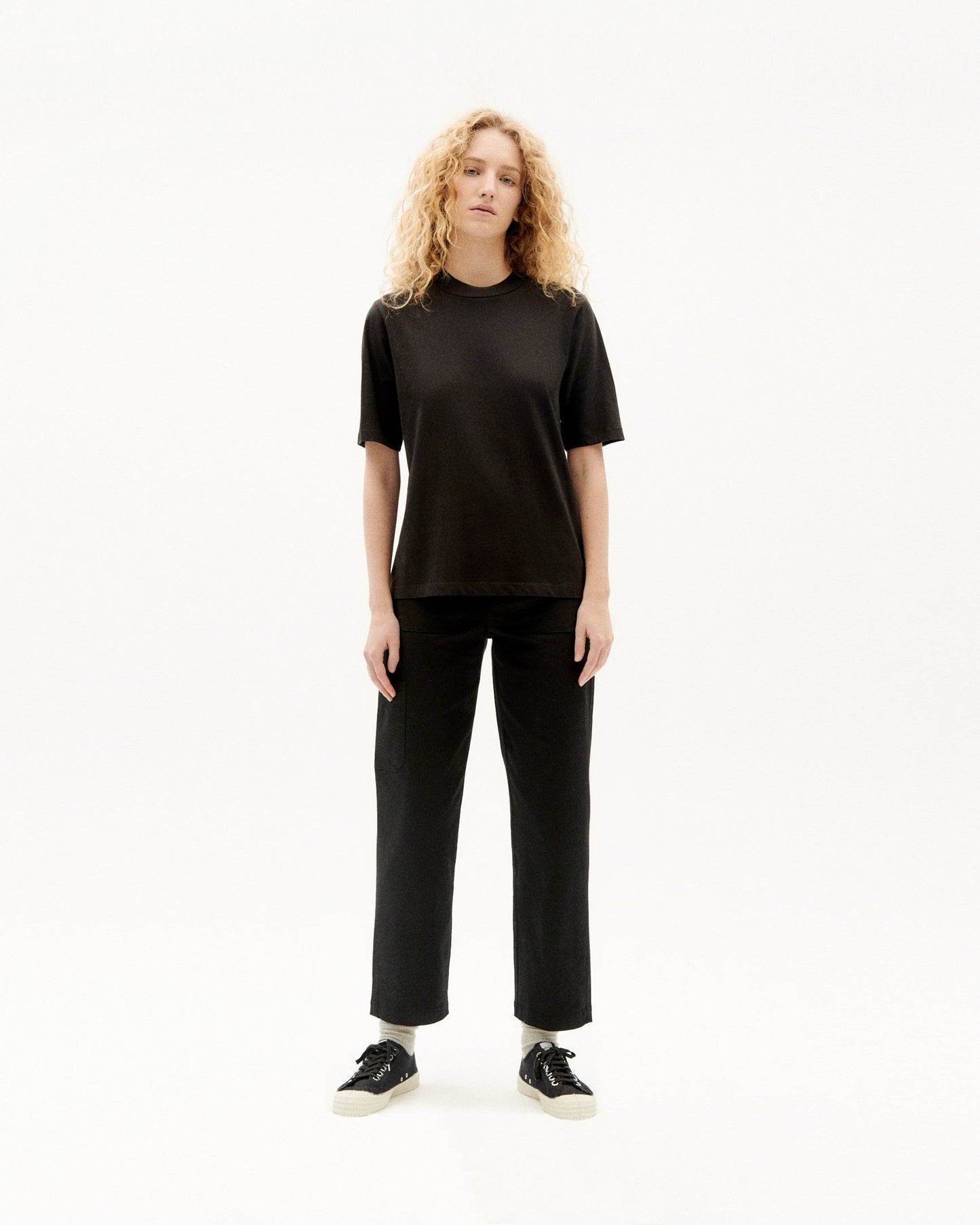 T-shirt manches courtes en coton bio | noir "Mock"