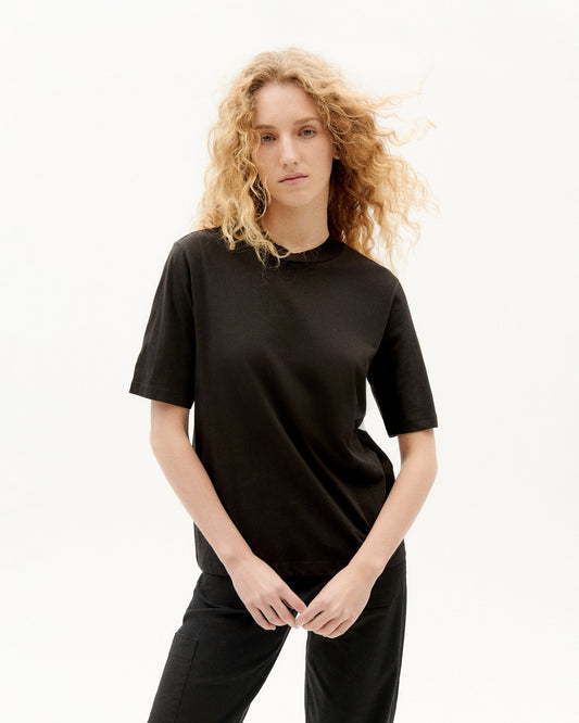 T-shirt manches courtes en coton bio | noir "Mock"