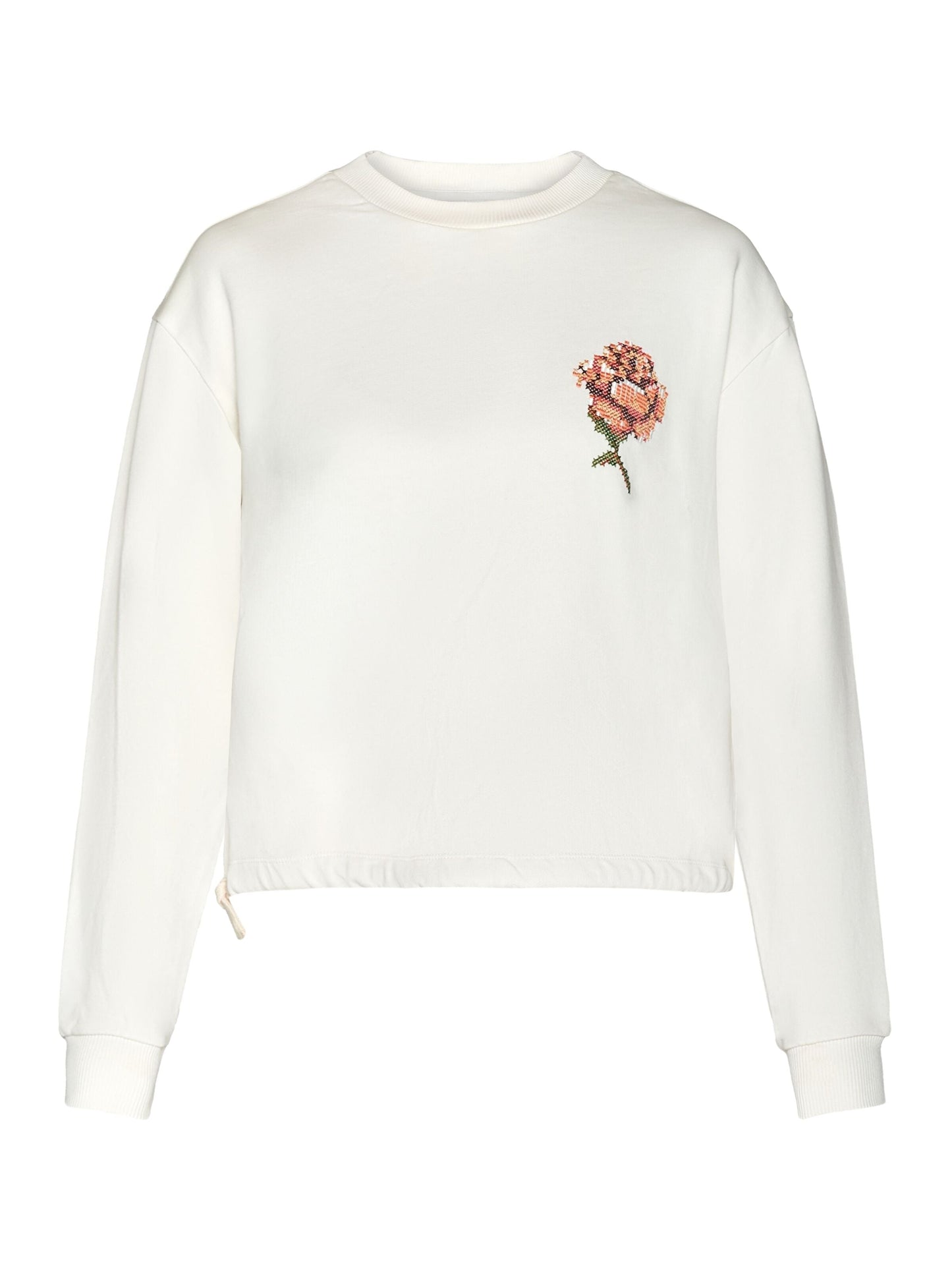 Sweat brodé en coton bio | Écru "loose fit sweat with embr. egret"
