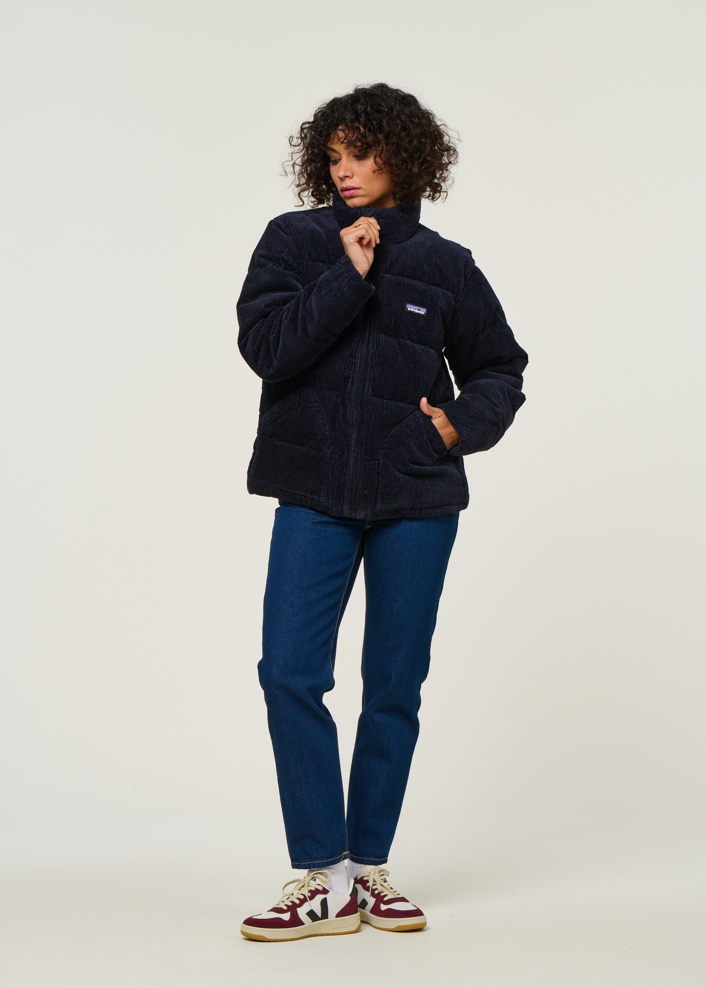Doudoune velours en matière recyclée | bleu "cord fjord jkt - snbe"