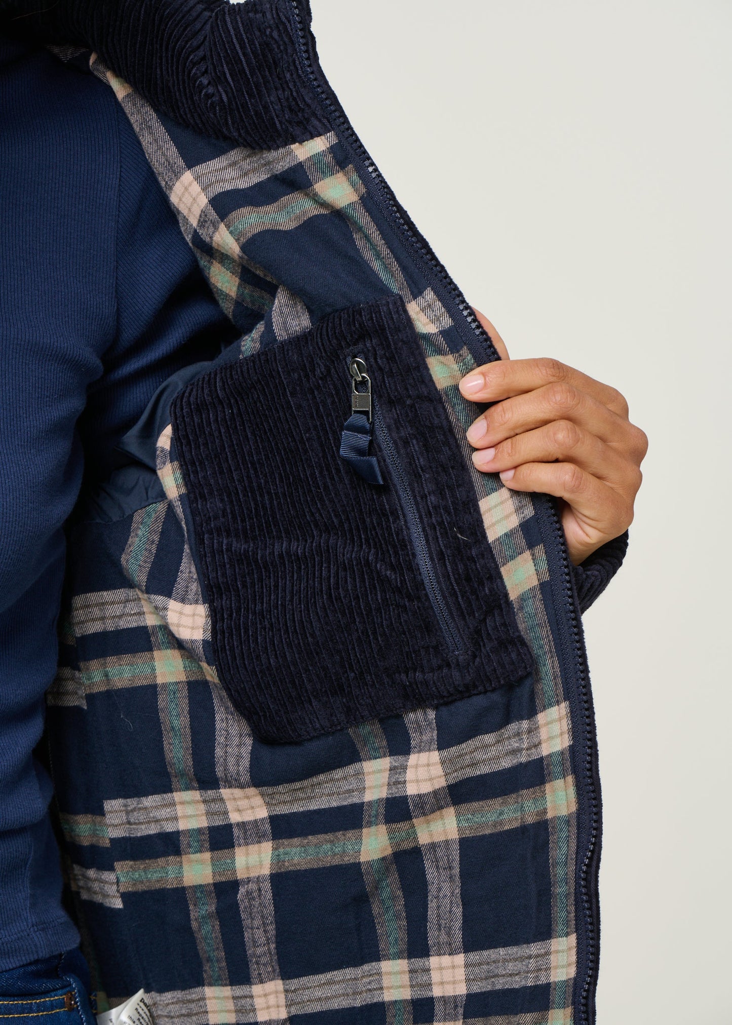 Doudoune velours en matière recyclée | bleu "cord fjord jkt - snbe"