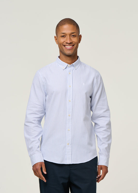 Chemise en coton bio | rayée "quaasa stripes - white-lapis blue"