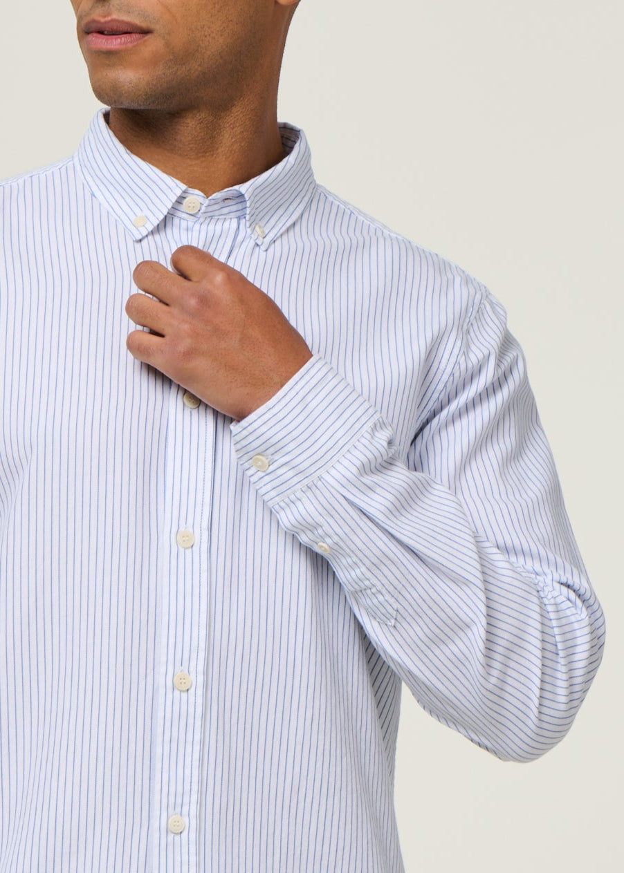 Chemise en coton bio | rayée "quaasa stripes - white-lapis blue"