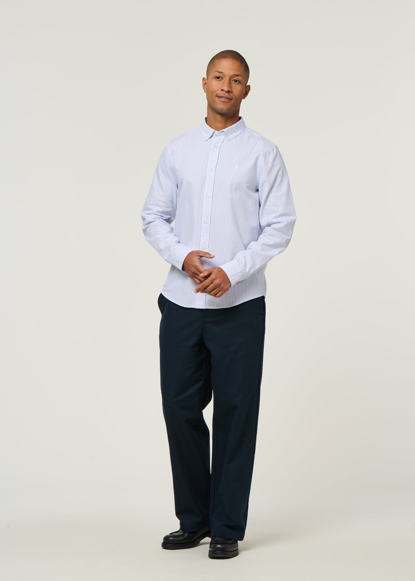 Chemise en coton bio | rayée "quaasa stripes - white-lapis blue"