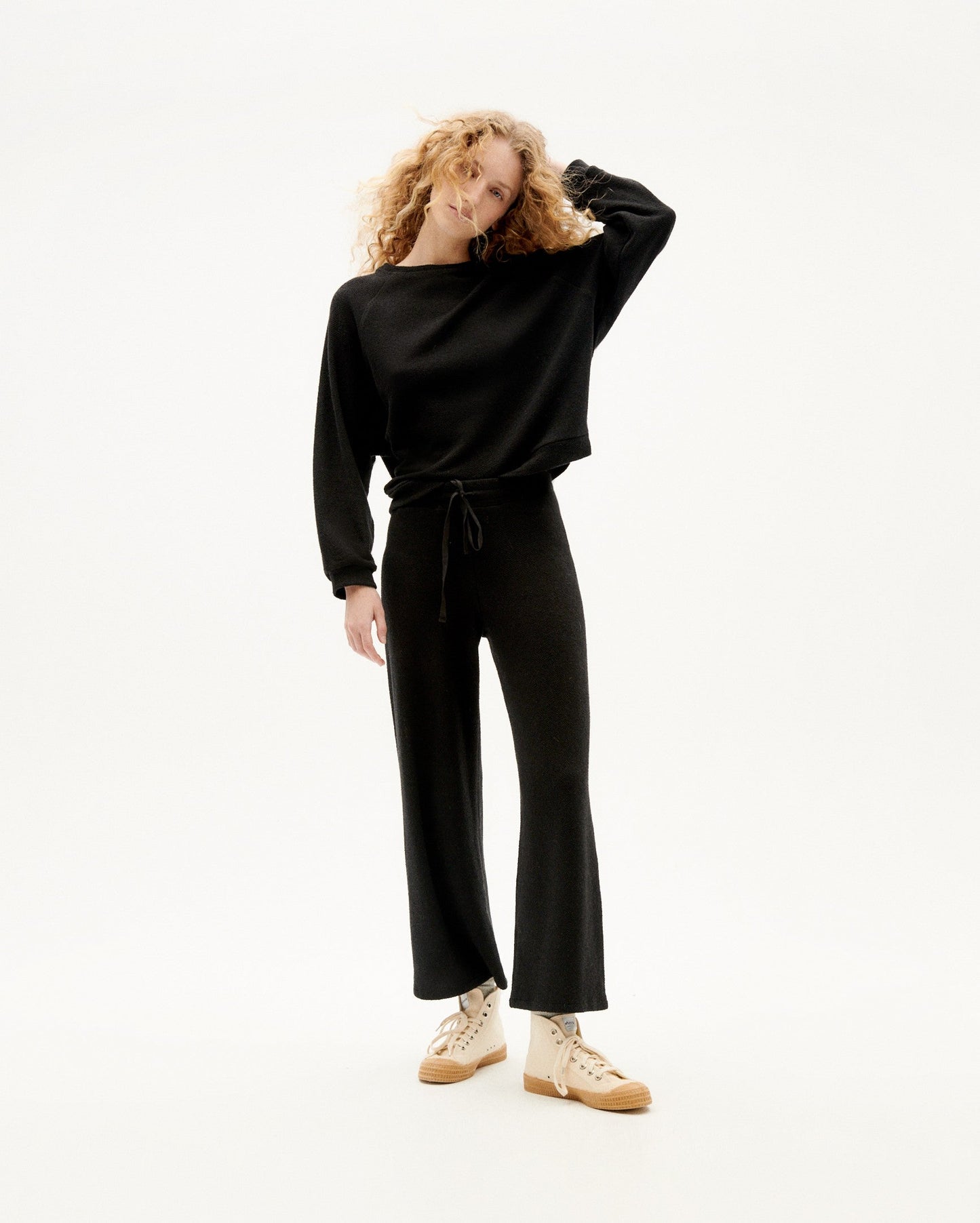 Pull noir texturé en mélange de matières - black trash fontana sweat