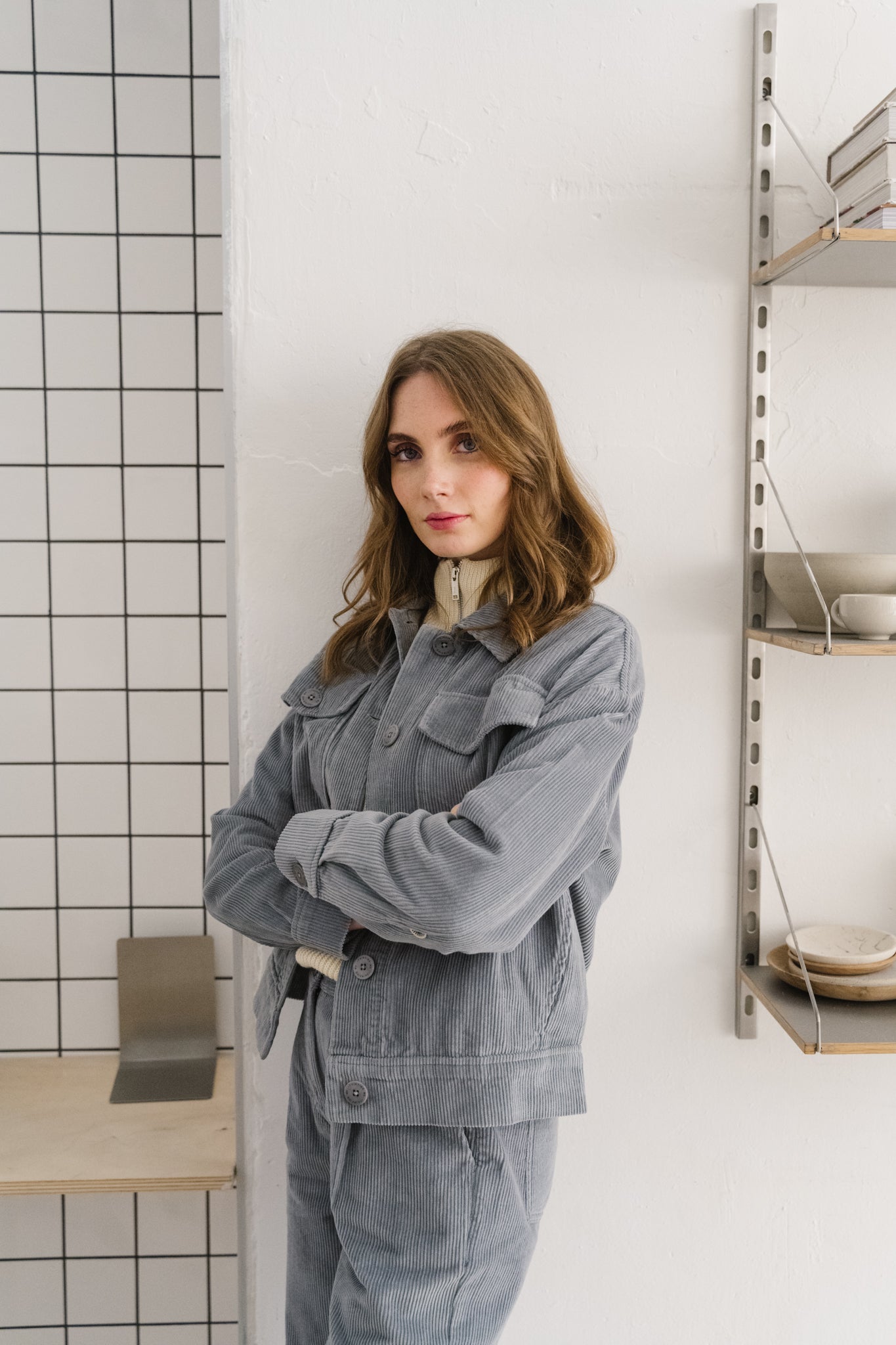 Veste en coton biologique | gris "river corduroy frans jacket"