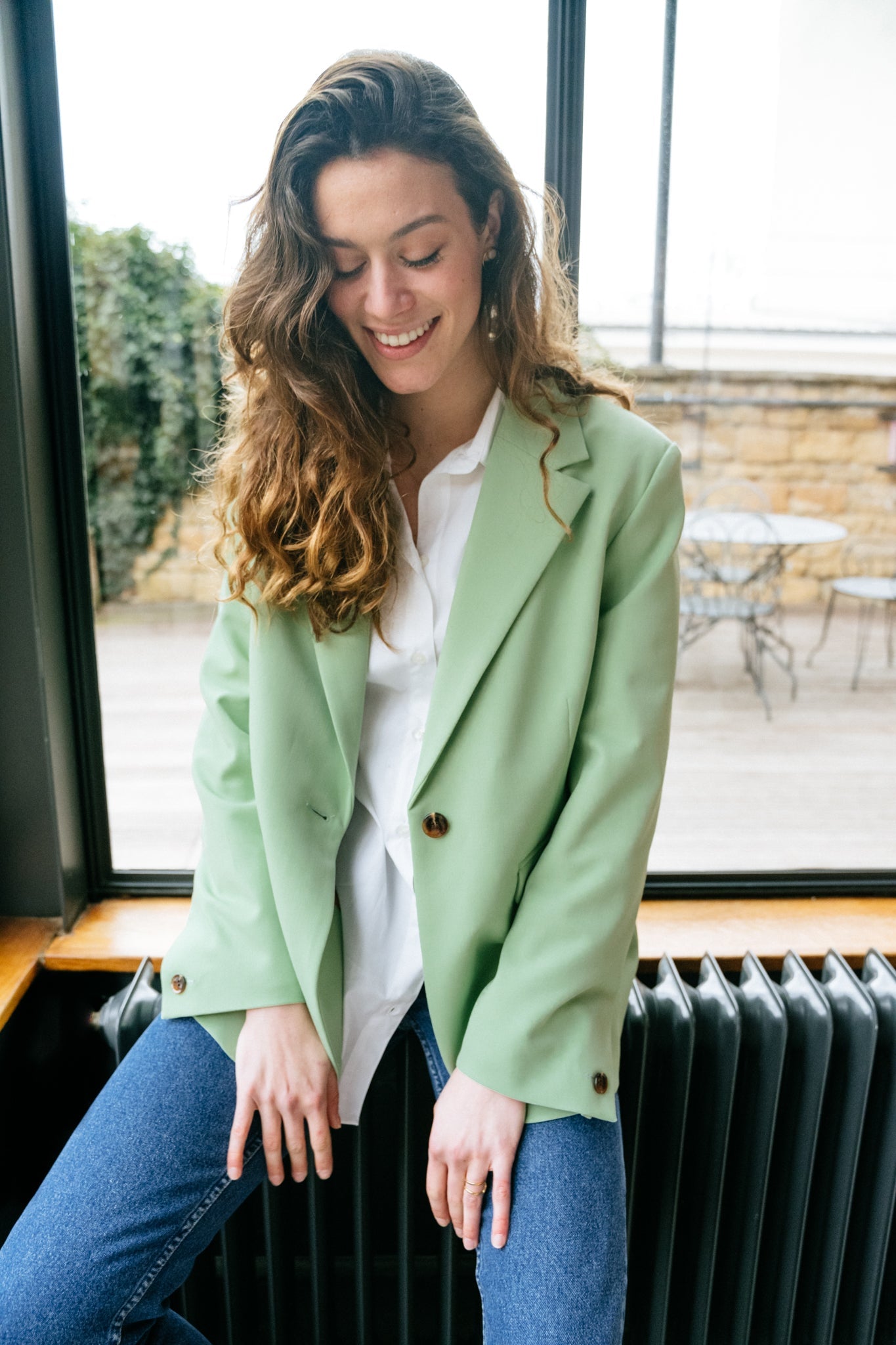 Blazer vert d'eau en ecovero et matière recyclée - haven blazer sprucestone