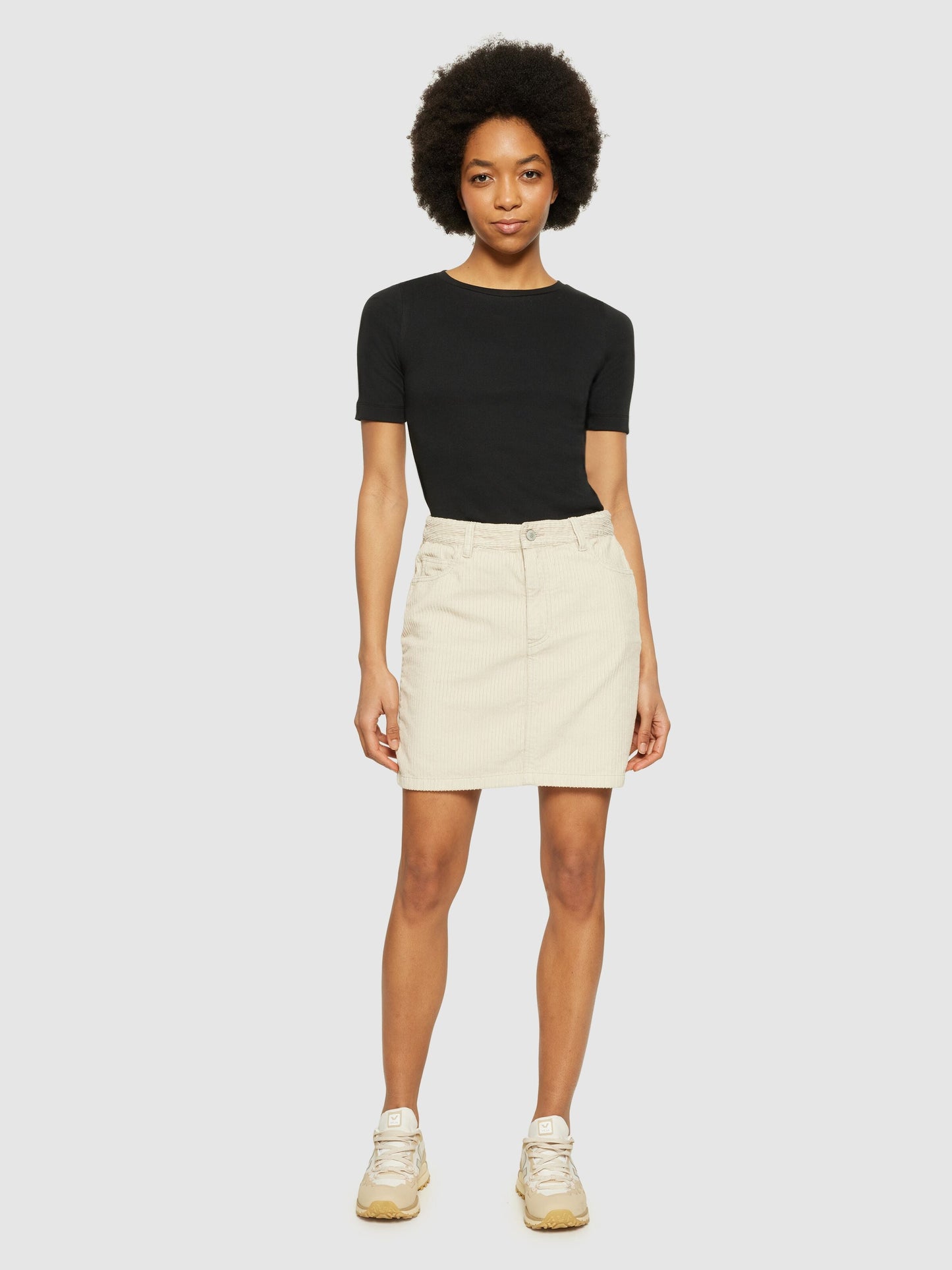 Jupe courte en velours de coton bio | beige "irregular corduroy skirt light feather gray"