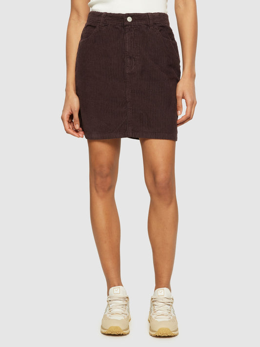 Jupe courte en velours de coton bio | marron "irregular corduroy skirt chocolate plum"