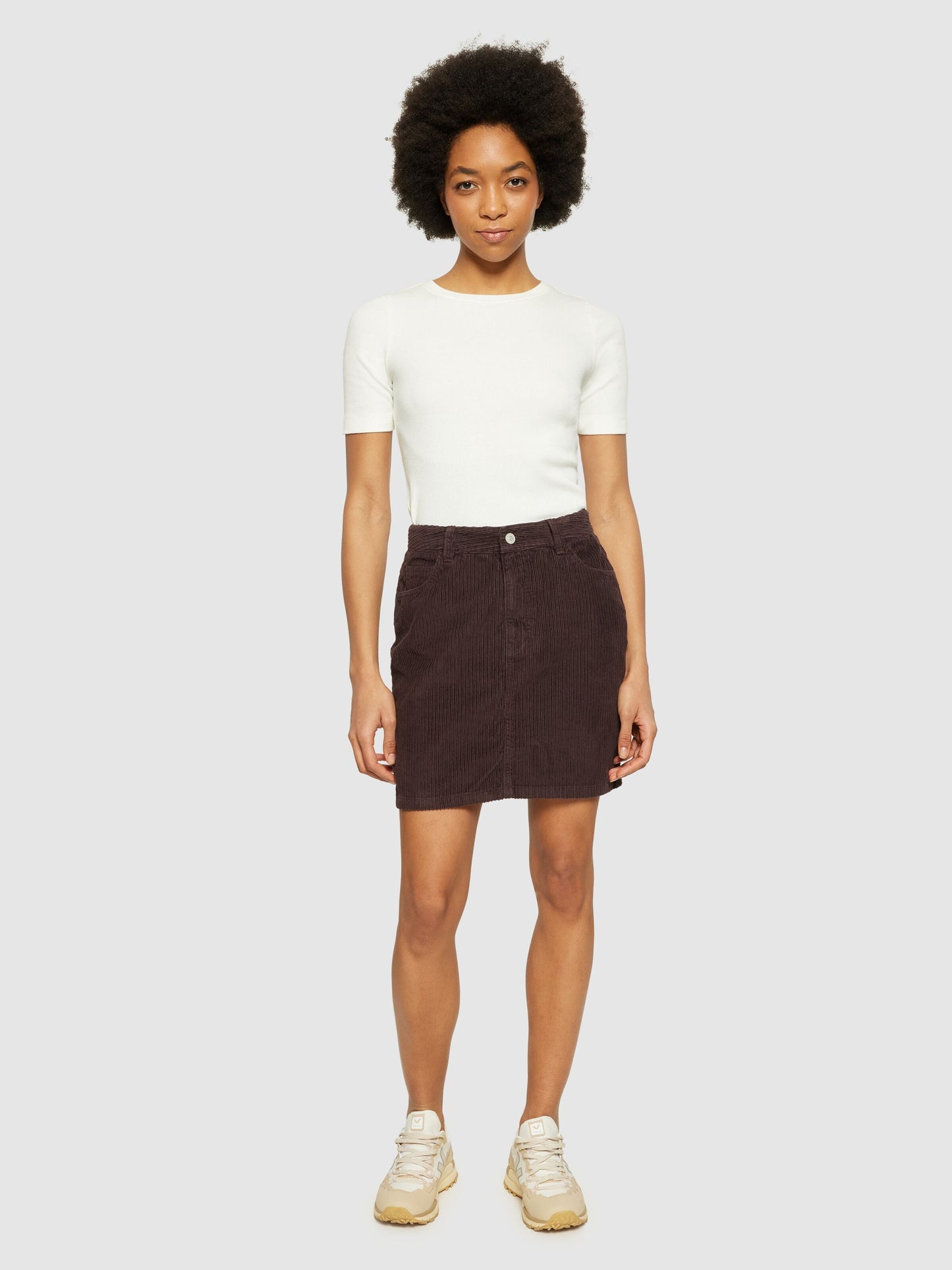Jupe courte en velours de coton bio | marron "irregular corduroy skirt chocolate plum"