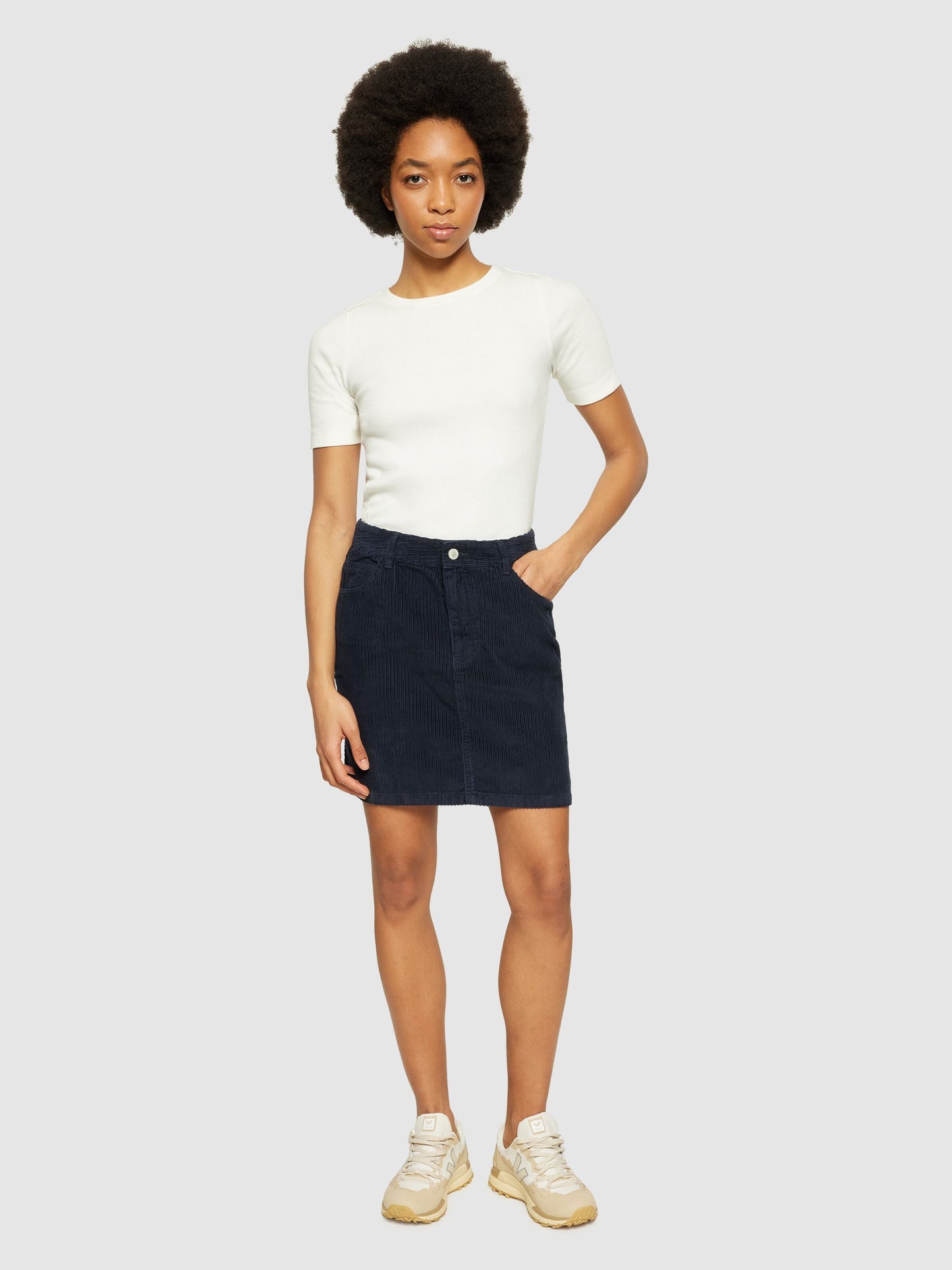 Jupe courte en velours de coton bio | marine "irregular corduroy skirt 1412 night sky"