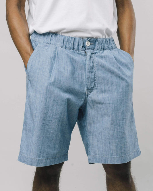 Short large bleu denim en coton bio