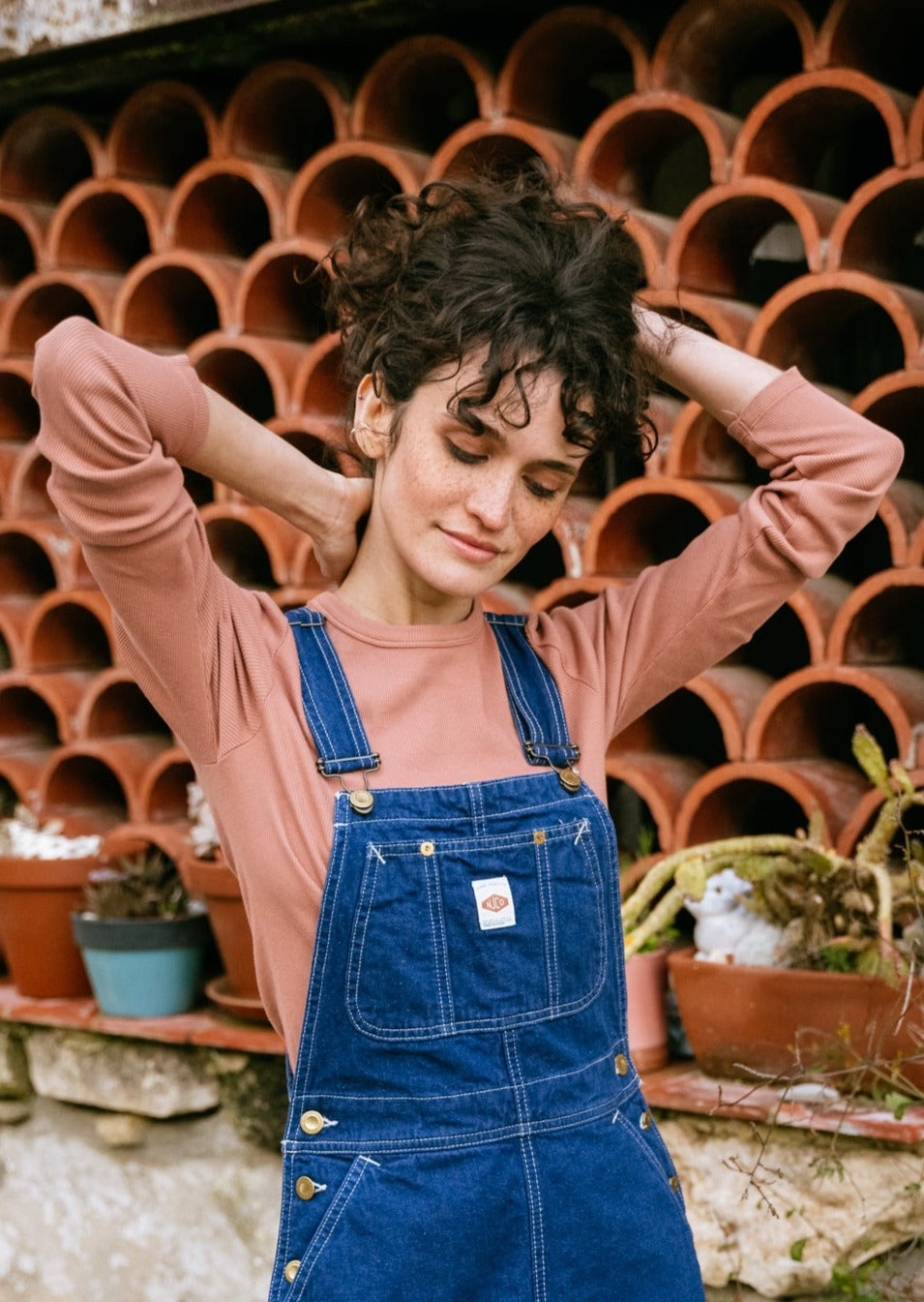 T-shirt manches longues côtelé en coton bio | vieux rose "rosewood mist"