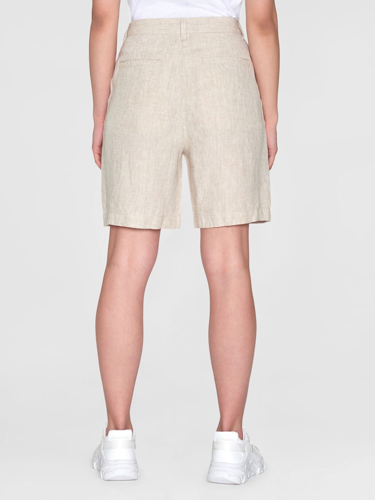 Short en lin bio | Beige 'posey wide high-rise linen shorts light feather gray'