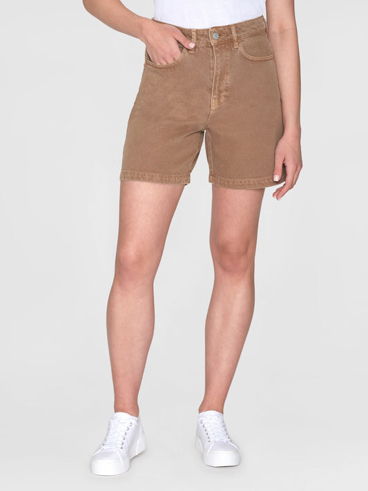 Short en coton bio | Marron "gale straight mid-rise tiramisu"