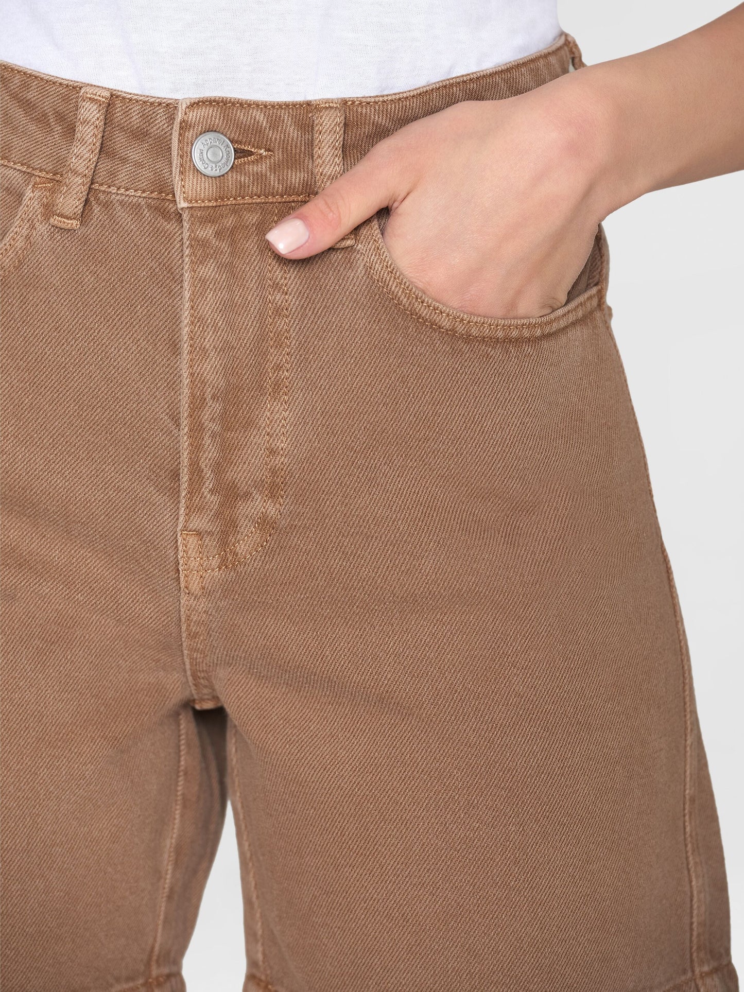 Short en coton bio | Marron "gale straight mid-rise tiramisu"