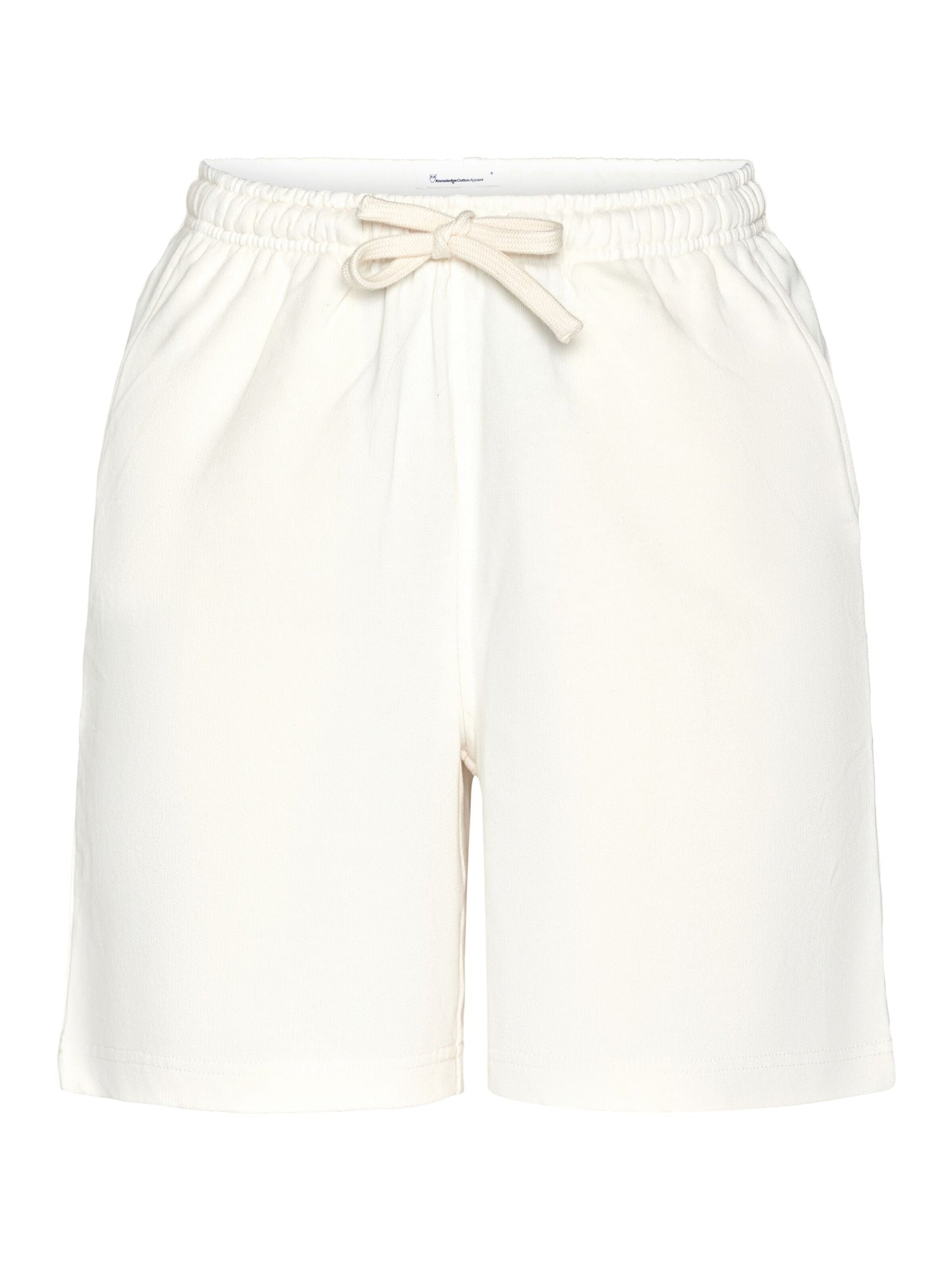 Short en coton bio | Blanc à motif brodé "loose fit sweat shorts egret"