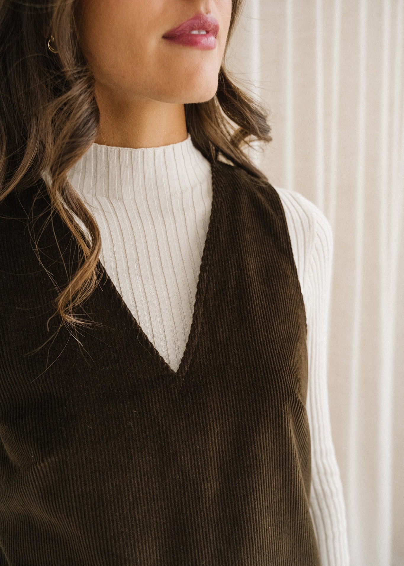 Robe chasuble velours en coton bio | chocolat "olympe"