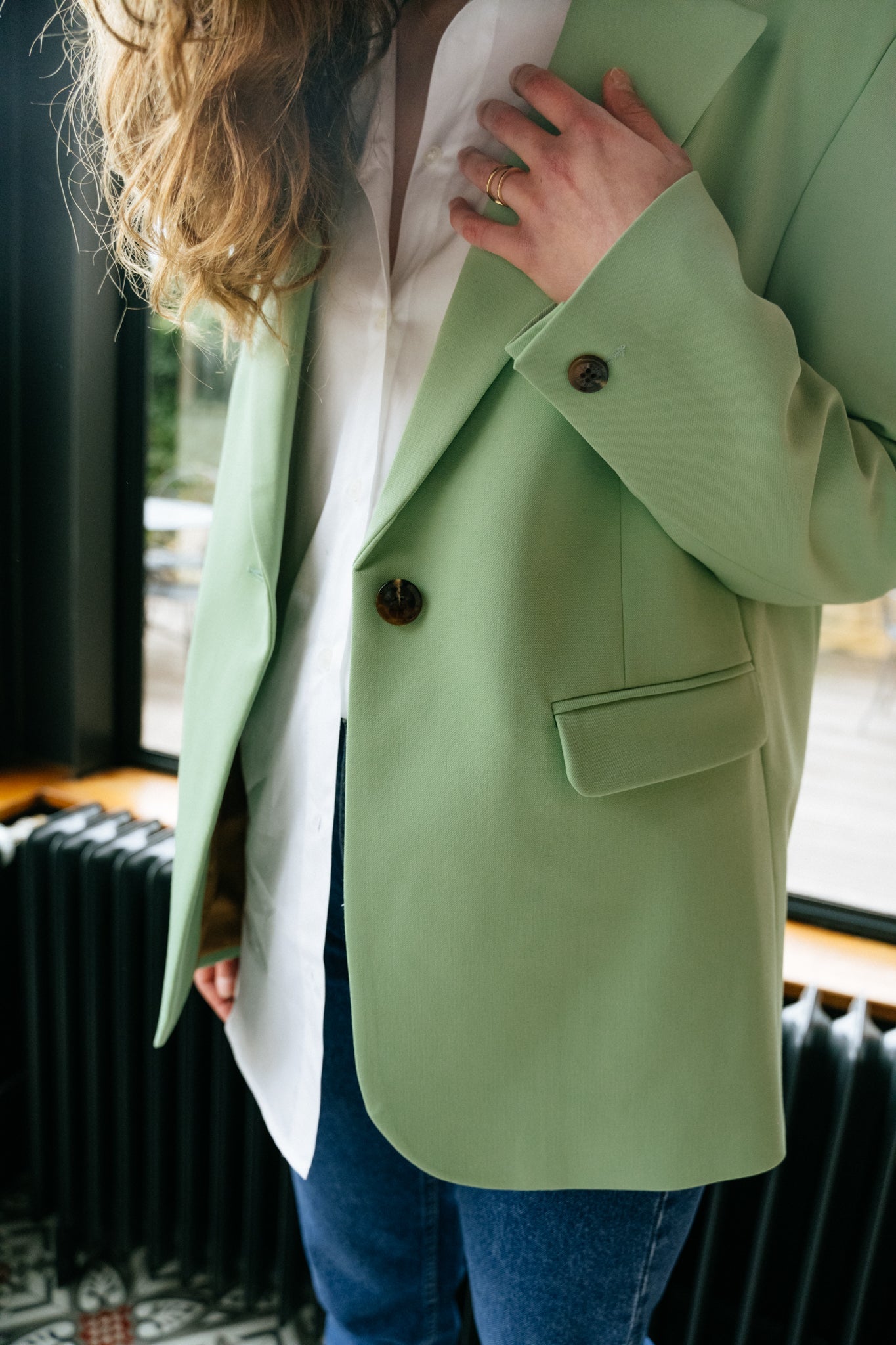 Blazer vert d'eau en ecovero et matière recyclée - haven blazer sprucestone