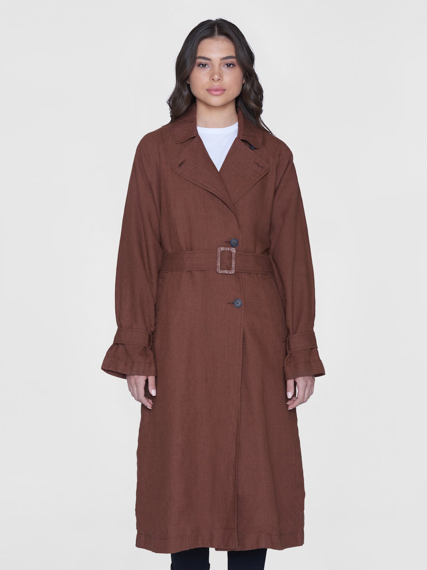 Trench-coat en lin bio | Marron "linen trenchcoat tiramisu"