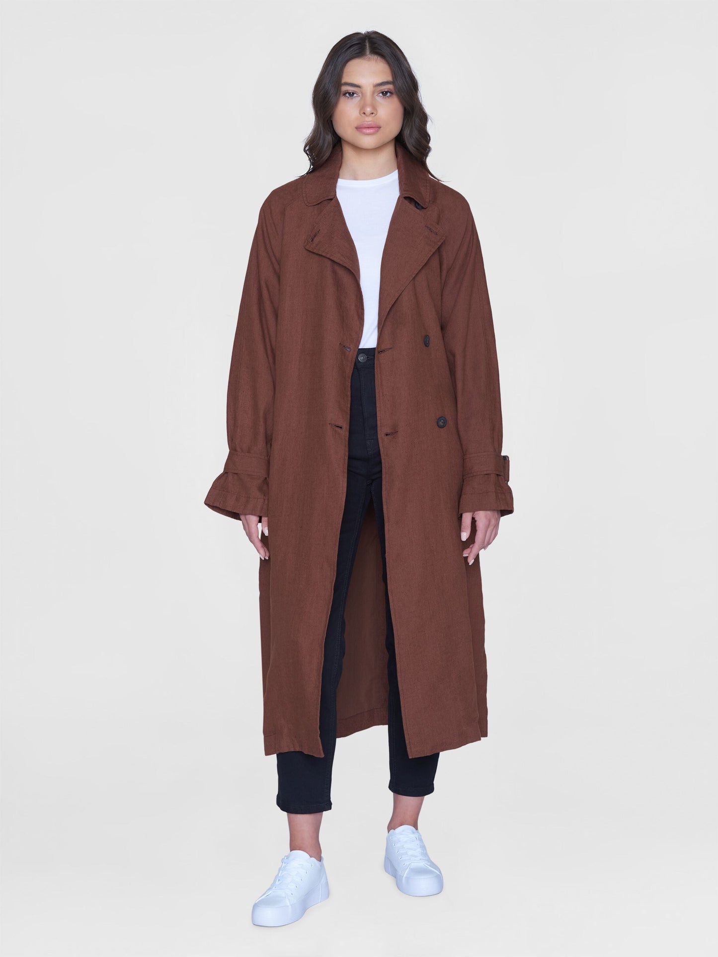 Trench-coat en lin bio | Marron "linen trenchcoat tiramisu"