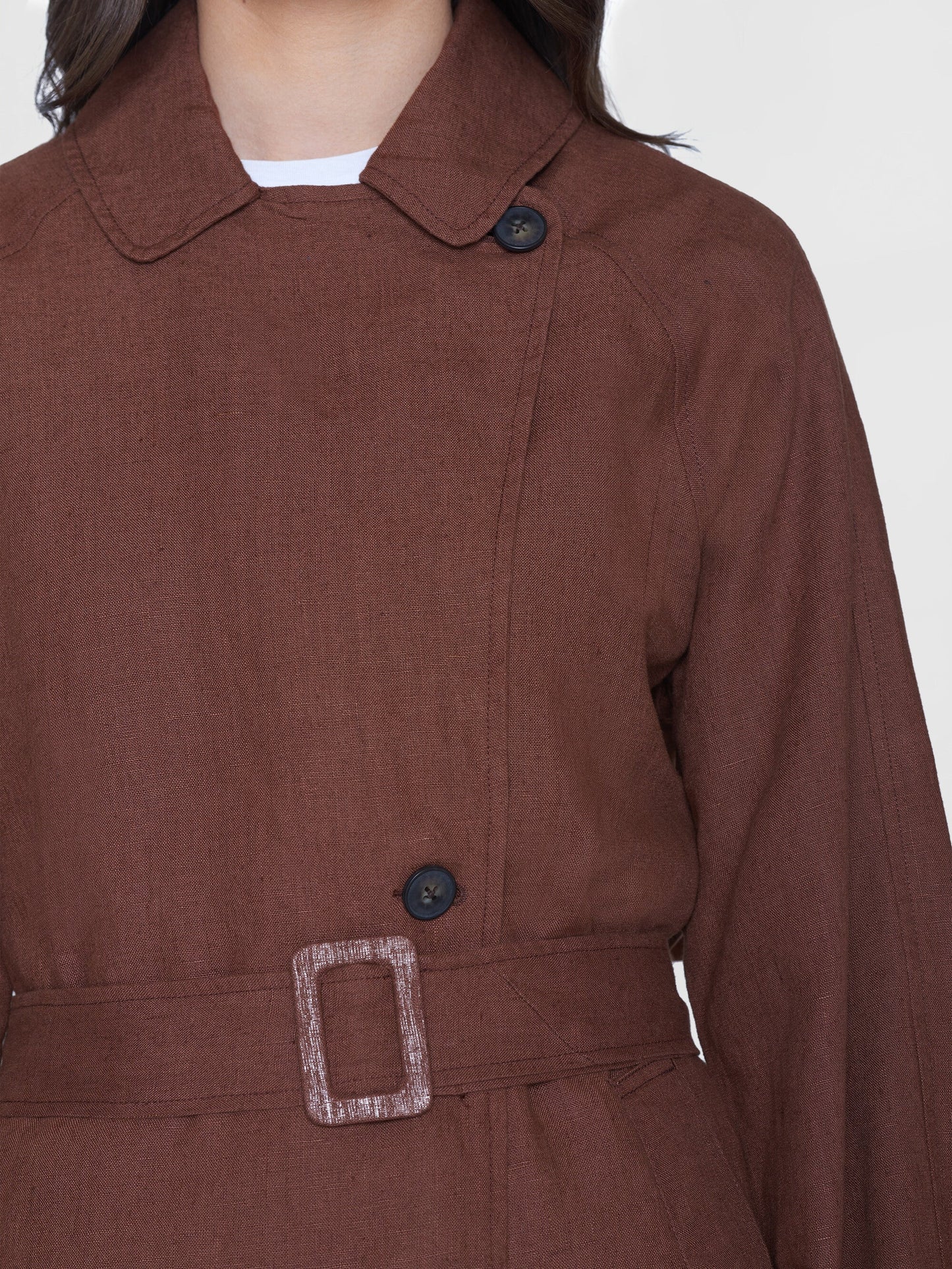 Trench-coat en lin bio | Marron "linen trenchcoat tiramisu"