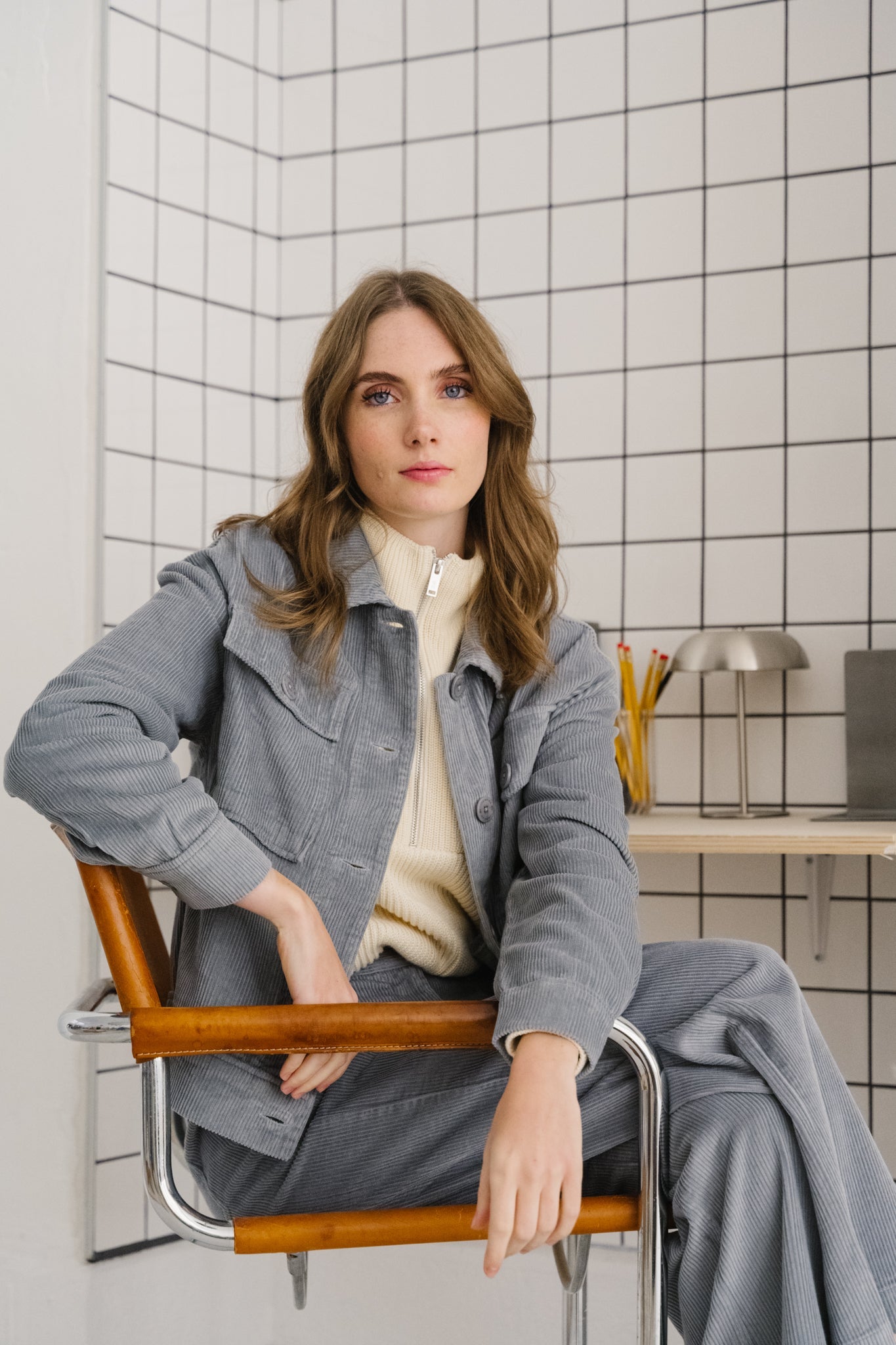 Veste en coton biologique | gris "river corduroy frans jacket"