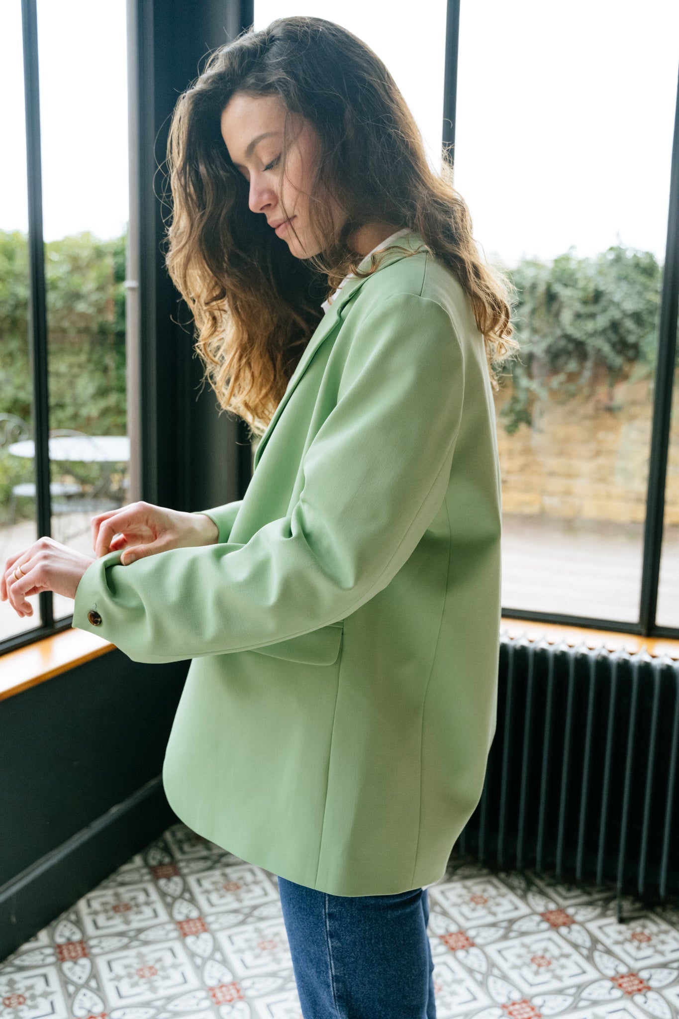 Blazer vert d'eau en ecovero et matière recyclée - haven blazer sprucestone