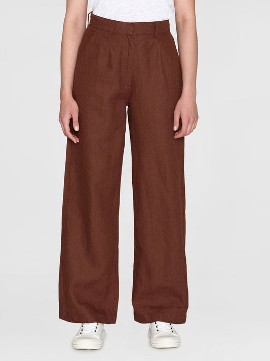 Pantalon ample en lin bio | Marron "posey wide mid-rise tiramisu"