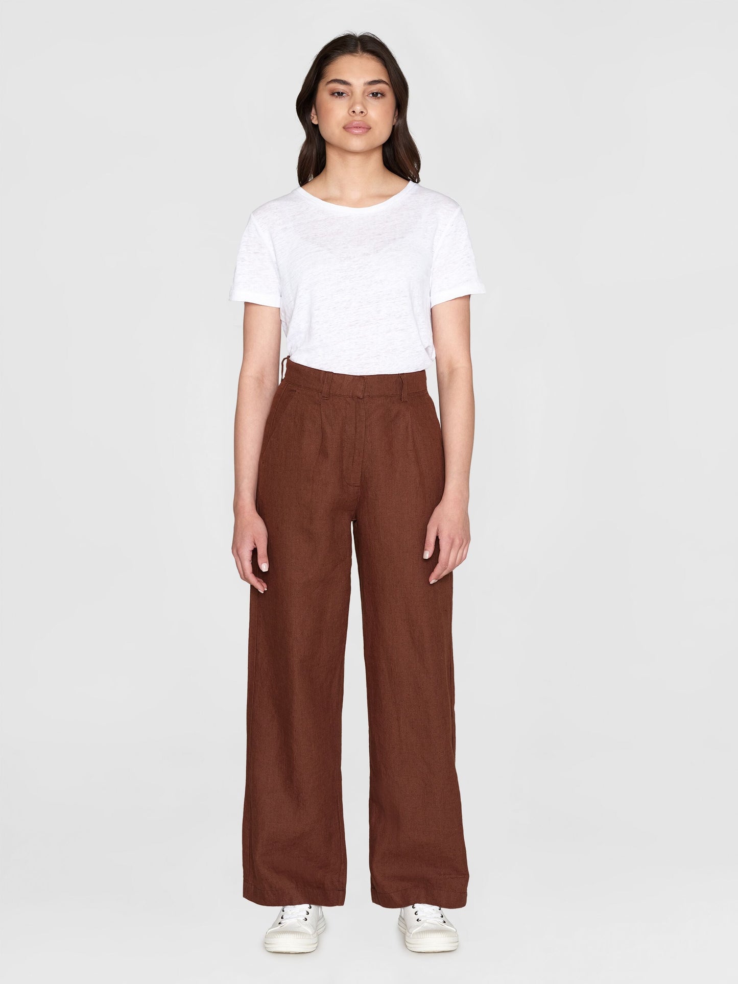 Pantalon ample en lin bio | Marron "posey wide mid-rise tiramisu"