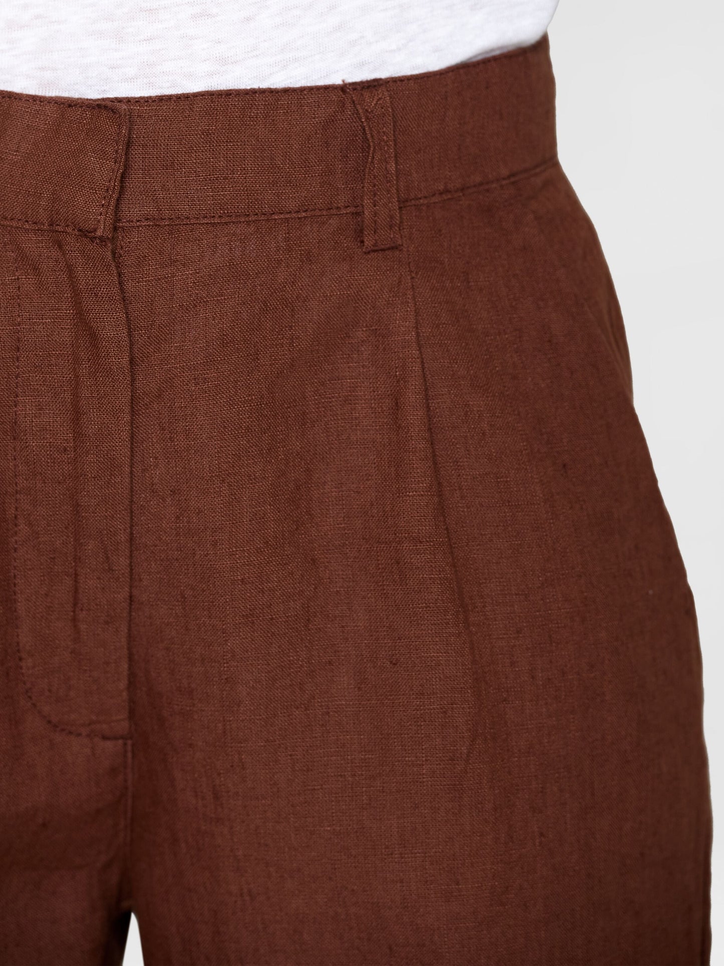 Pantalon ample en lin bio | Marron "posey wide mid-rise tiramisu"