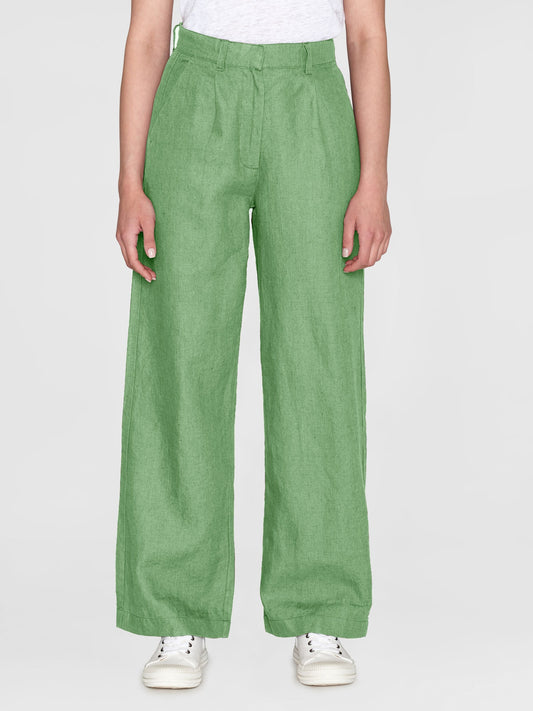 Pantalon ample en lin bio | Vert "posey wide mid-rise shale green"