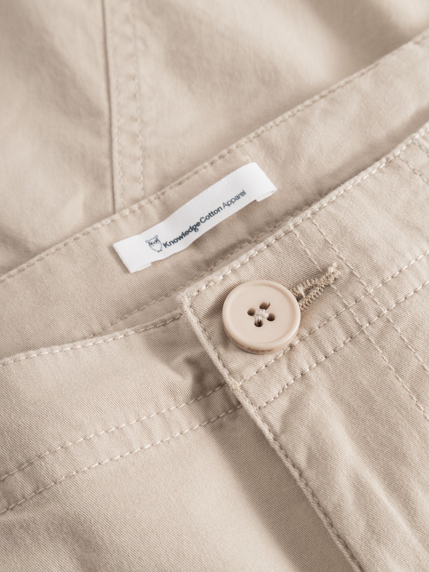 Pantalon cargo beige en coton bio - twill pants light feather gray