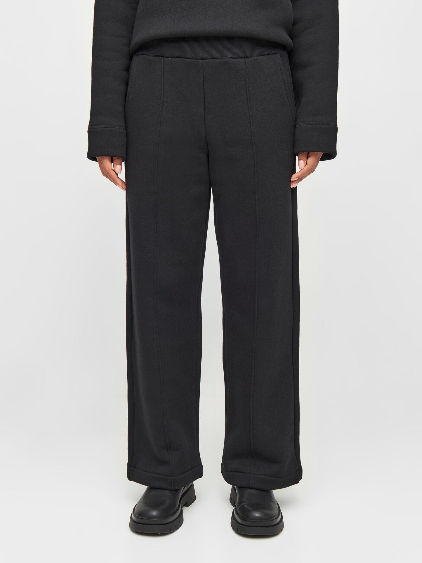 Pantalon jogging en coton bio | noir "posey wide elastic pants black jet"