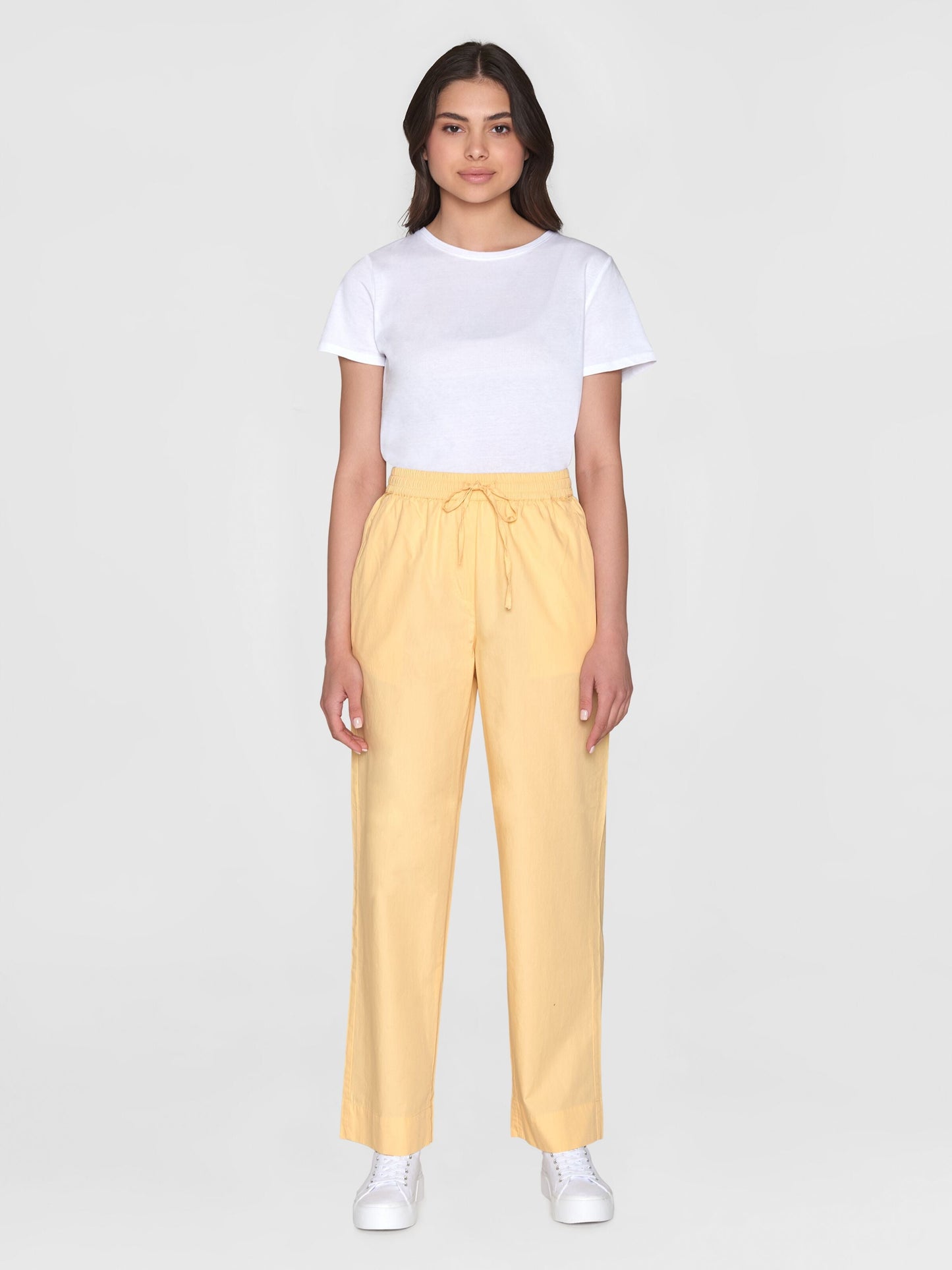 Pantalon ample en coton bio | Jaune "chloe barrel high-rise poplin impala"