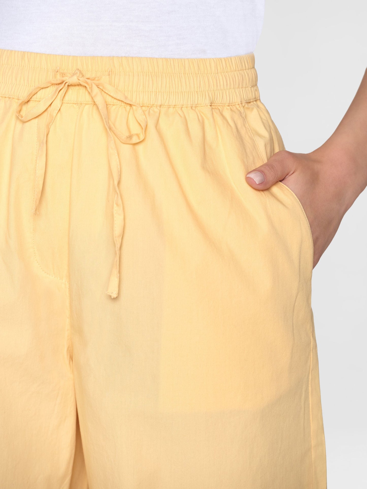Pantalon ample en coton bio | Jaune "chloe barrel high-rise poplin impala"