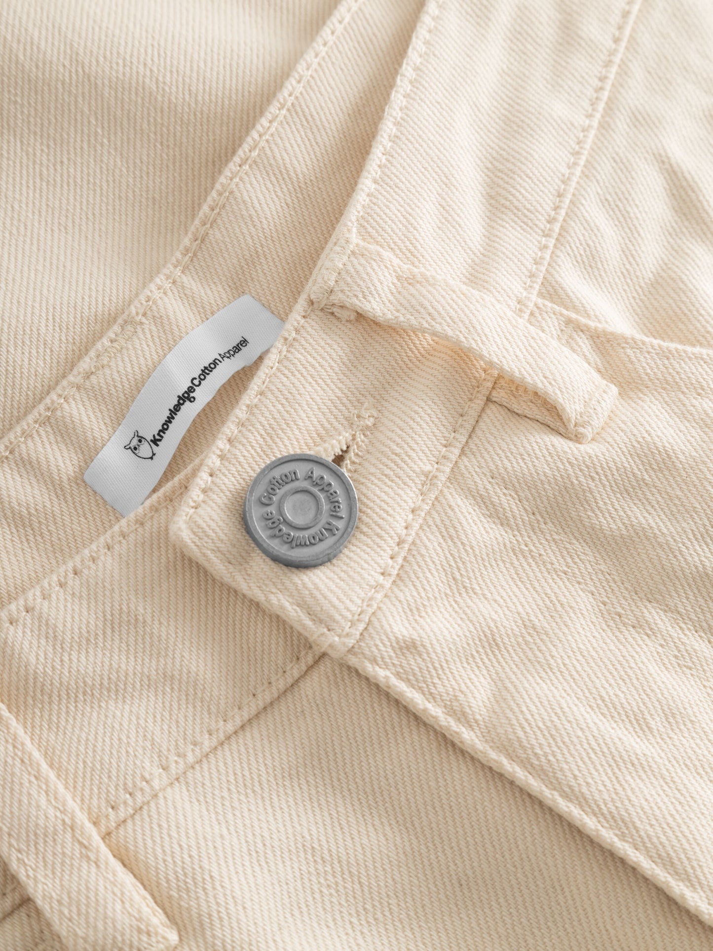 Pantalon en sergé de coton bio | Beige "chloe barrel twill 5-pocket pants buttercream"