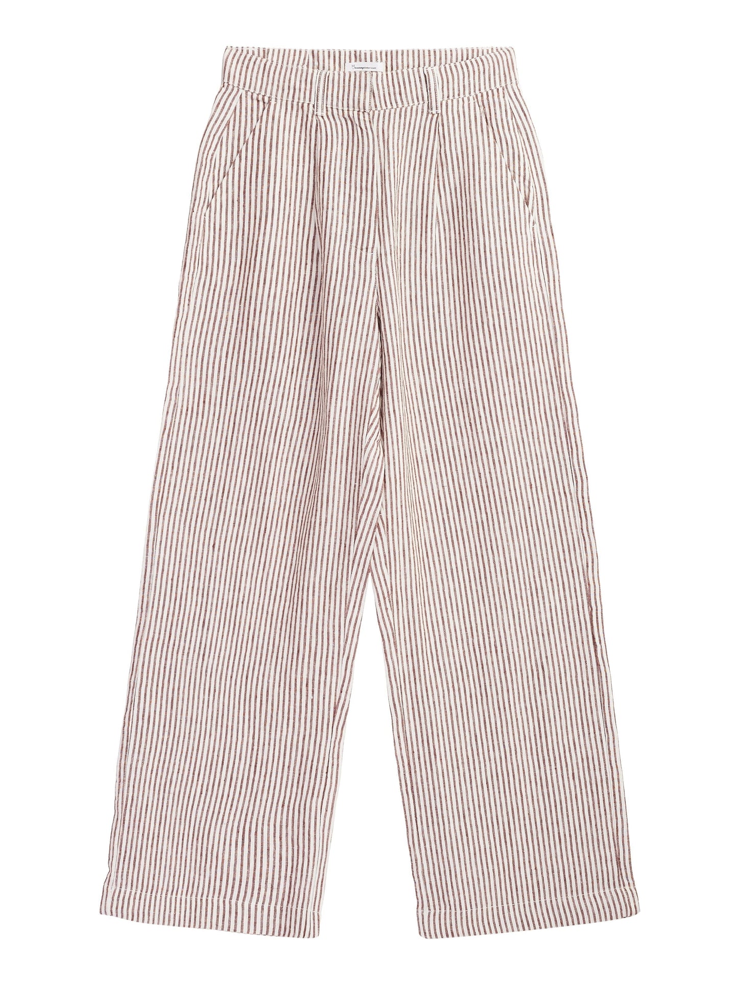 Pantalon ample en lin bio | Rayé marron "posey wide mid-rise striped linen brown stripe"
