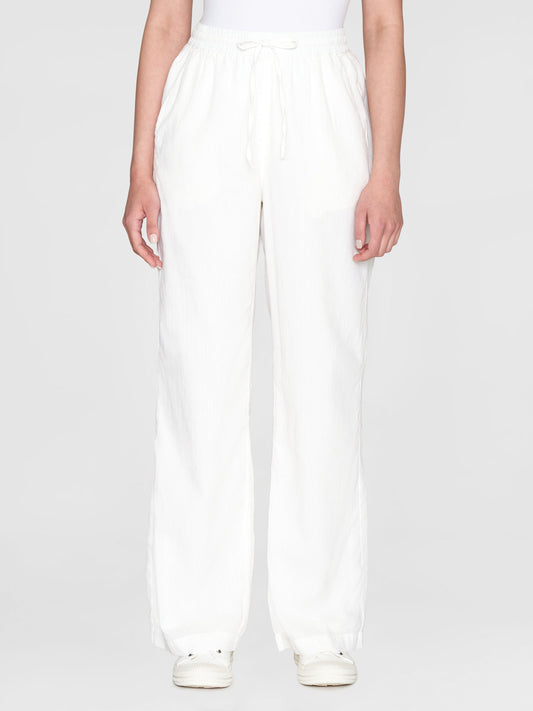 Pantalon ample en coton bio | Rayé blanc "posey wide mid-rise stripe structure egret"