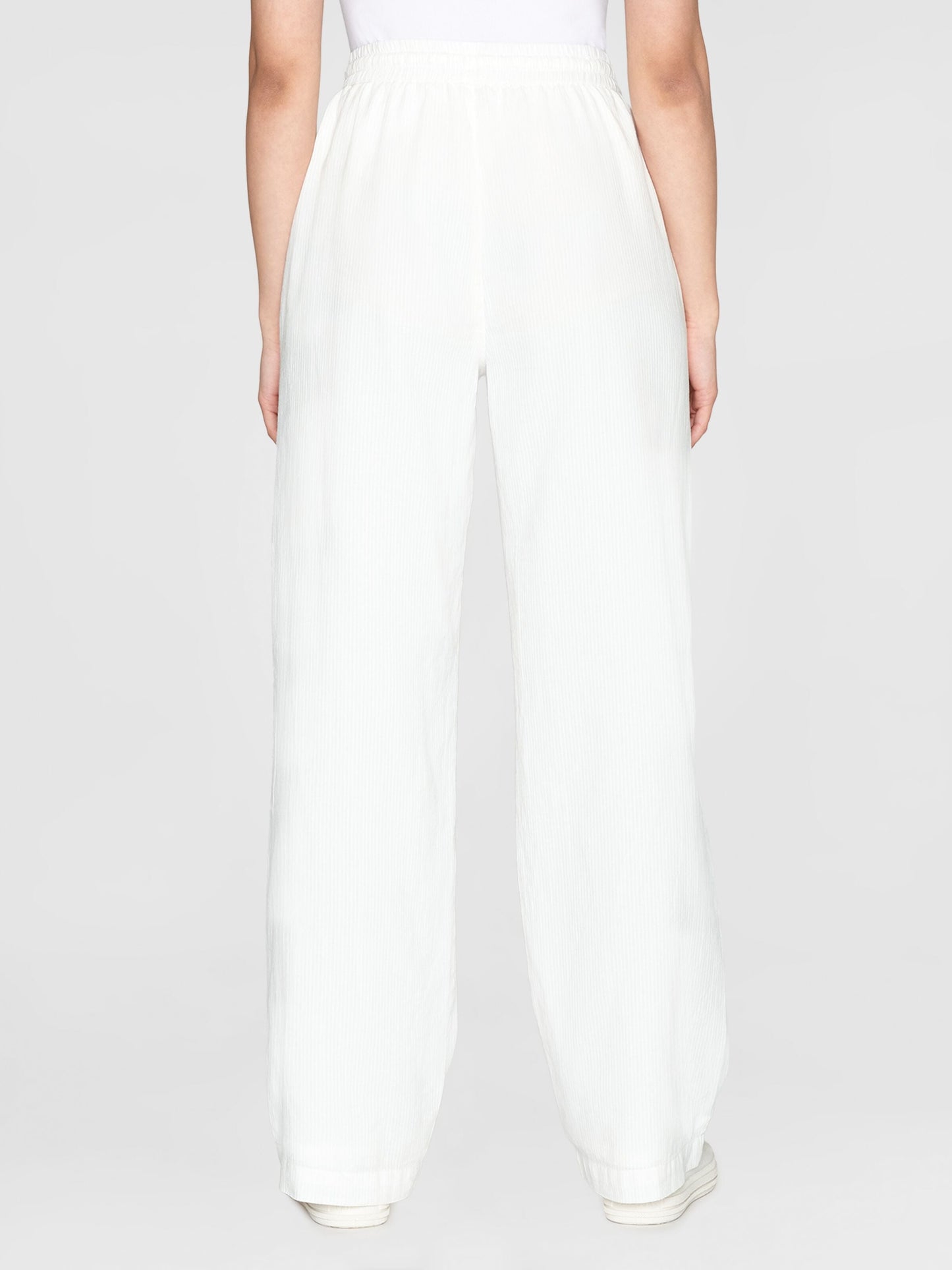Pantalon ample en coton bio | Rayé blanc "posey wide mid-rise stripe structure egret"
