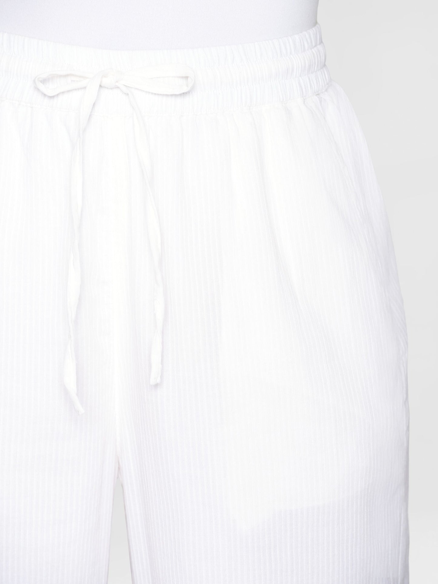 Pantalon ample en coton bio | Rayé blanc "posey wide mid-rise stripe structure egret"