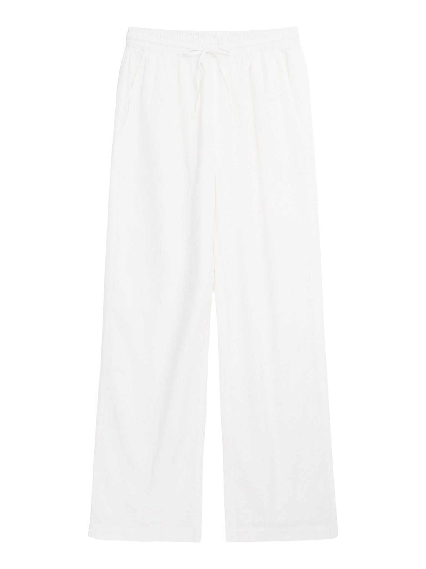 Pantalon ample en coton bio | Rayé blanc "posey wide mid-rise stripe structure egret"
