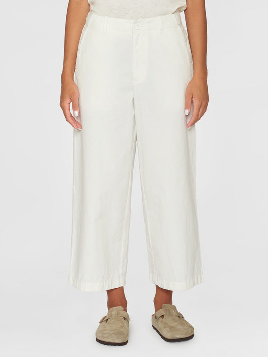 Pantalon ample en coton bio | Blanc "posey mid-rise wide slub yarn egret"