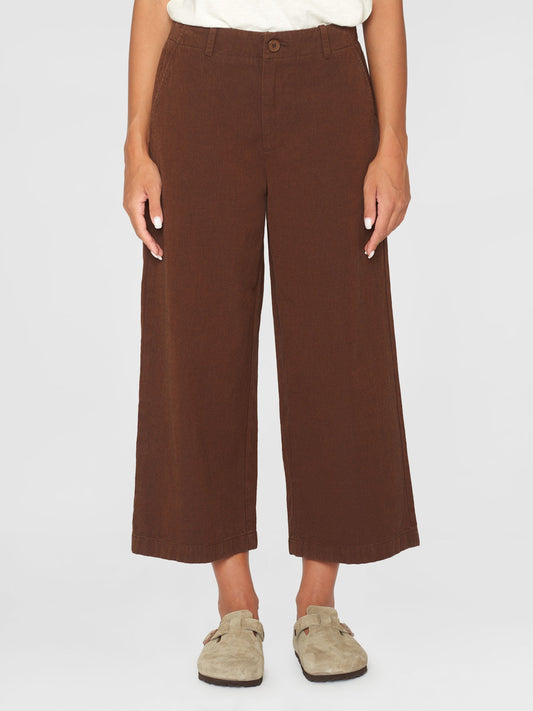 Pantalon ample en coton bio | Marron "posey mid-rise wide slub yarn cropped tiramisu"