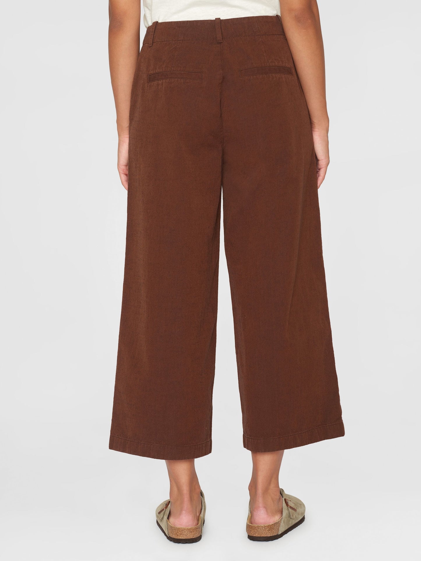 Pantalon ample en coton bio | Marron "posey mid-rise wide slub yarn cropped tiramisu"