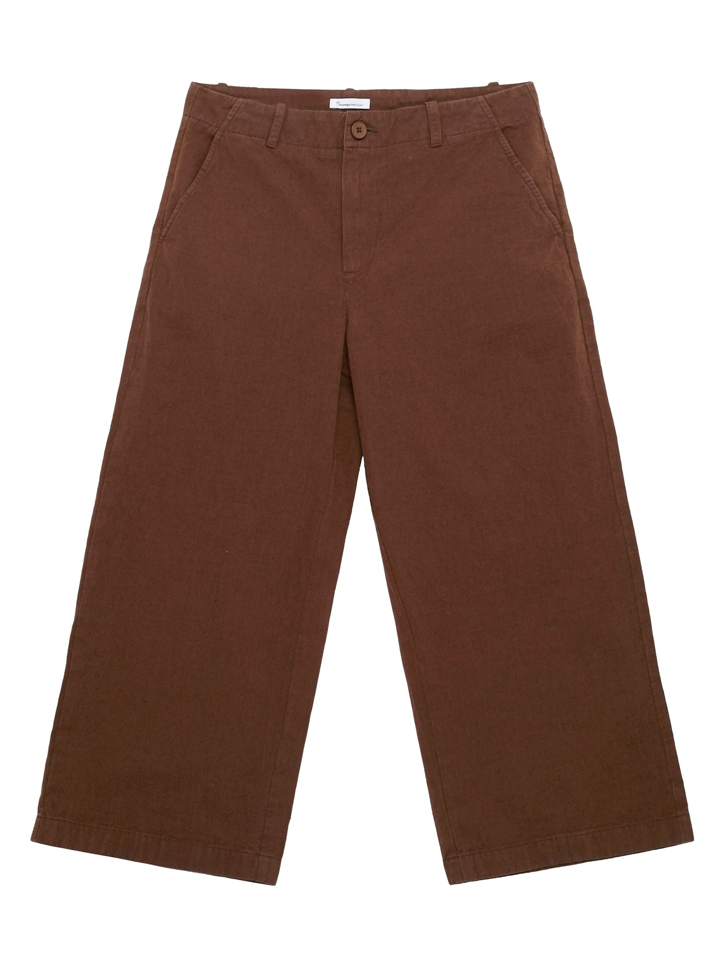 Pantalon ample en coton bio | Marron "posey mid-rise wide slub yarn cropped tiramisu"