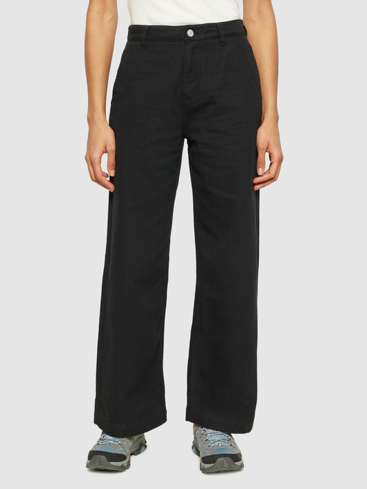 Pantalon ample en coton bio | noir "posey wide mid-rise twill pant  black jet"